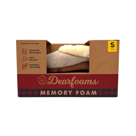 dearfoams Shoes - Dearfoams Memory Foam Women's Slippers Oatmeal Heather Size S 5-6 Easy On Off